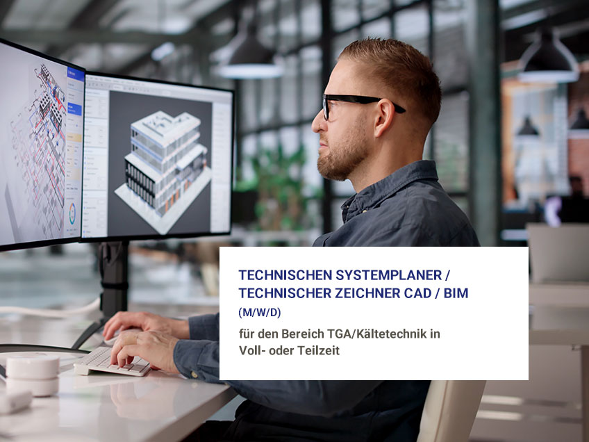 KB KälteBeratung in Koblenz sucht einen Technischen Systemplaner / Technischer Zeichner CAD / BIM (m/w/d) für den Bereich TGA/Kältetechnik in Voll- oder Teilzeit.