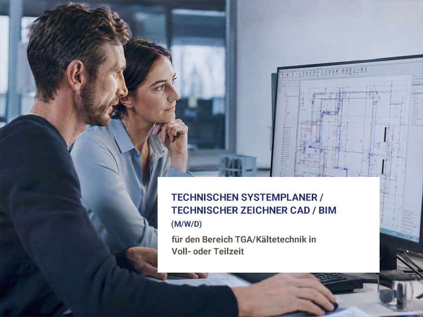 KB KälteBeratung in Koblenz sucht einen Technischen Systemplaner / Technischer Zeichner CAD / BIM (m/w/d) für den Bereich TGA/Kältetechnik in Voll- oder Teilzeit.